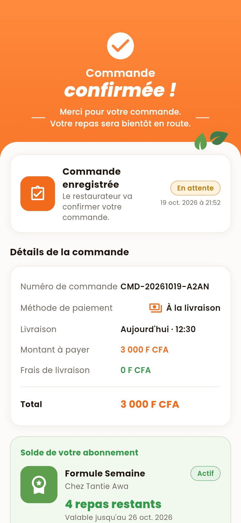 Commande confirmée